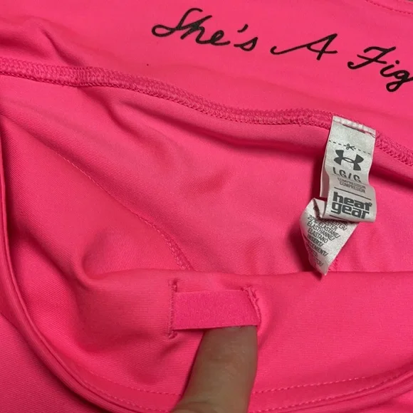 Under Armour Heat Gear Large Breast Cancer Compression Capri Leggings Pink - Picture 3 of 10